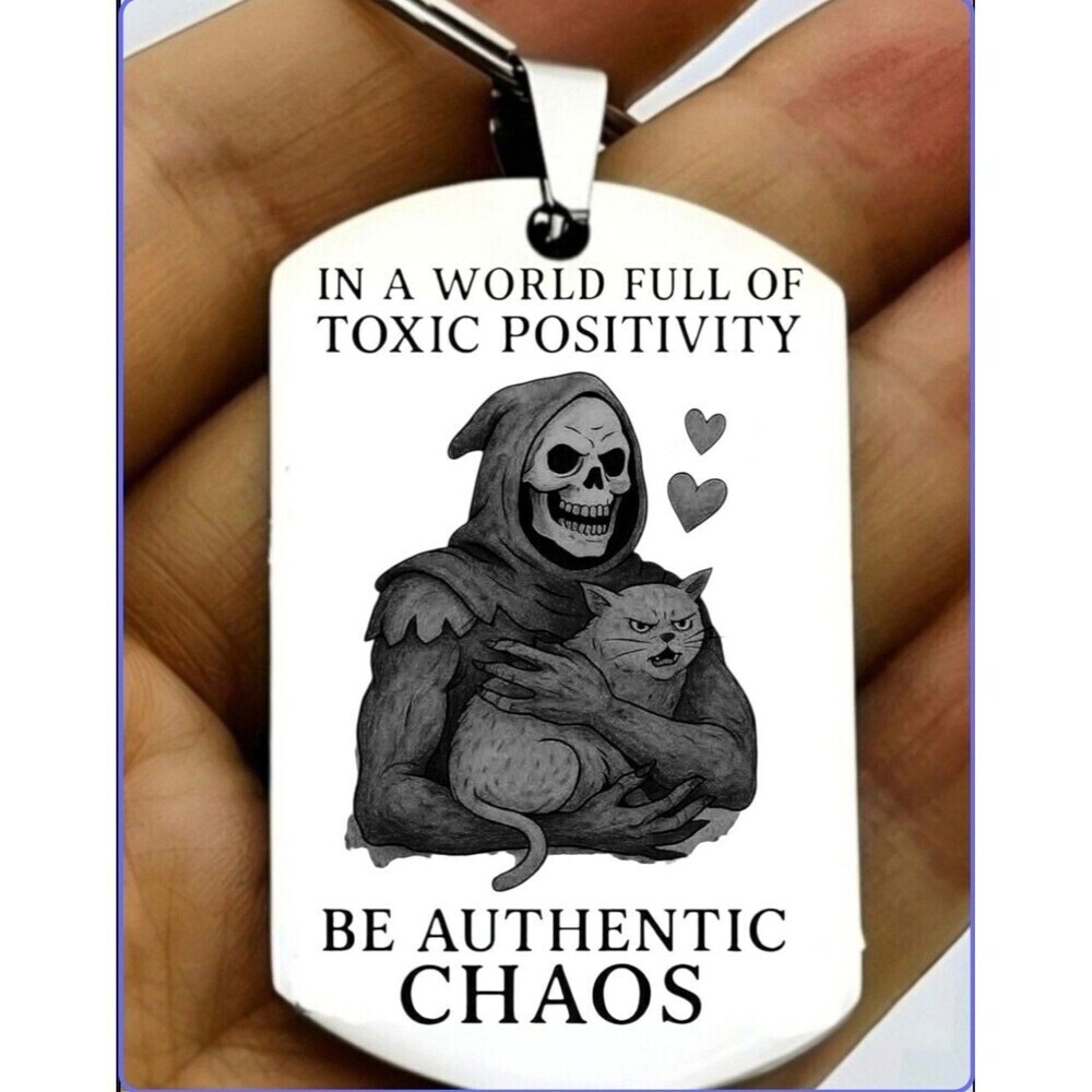 Be A Chaos Skelton Kitty Cat Pet Horror Stainless Keychain Scary Horror Animal